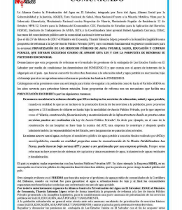 Comunicado Alianza Nacional Contra Privatización del Agua 18 junio 2017